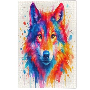 Imagem de Jigsaw Puzzles 1000 Pieces Adults Watercolor Wolf Cool Colorful White Elephants Gifts Puzzle Puzzles Fall Scene Scenery Animal Artwork, 1000 Pieces, 29.5" x 19.7"