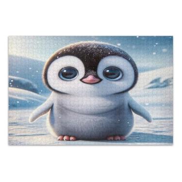 Imagem de Pinguim fofo com olhos grandes, 1000 quebra-cabeças para adultos, jogos para adultos e família