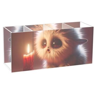 Imagem de TSENQUE Porta-lápis de acrílico de criaturas engraçadas e animadas personalizadas para mesa, organizador de artesanato, copo de papelaria para canetas, decoração estética de escritório