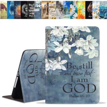 Imagem de BWOOLL Capa para Samsung Galaxy Tab A11 Plus 2025 / Samsung Galaxy Tab A9 Plus 2023 11 polegadas, capa fina e leve de couro PU com função despertar/hibernar, citações cristãs, versículo bíblico, salmo