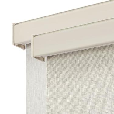 Imagem de Joydeco Cortinas de rolo blackout Free-Stop para janelas, tecido cruzado, proteção UV, persianas de rolo sem fio para casa e escritório (ouro champanhe, 66 cm L x 162 cm A)