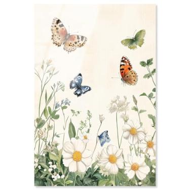 Imagem de Decoração de parede floral com estampa acrílica Meadow Dance of Wings da Art Remedy, pronta para pendurar, 50 x 76 cm