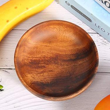 Imagem de GLOGLOW Prato de Madeira Tipo Tigela Com Acabamento Liso, para Frutas, Saladas e Sopas, Uso Doméstico e Em Cafés, 6,9 X 1,6 pol. Tigela de Lanche de Madeira, Nan Polido (12 * 3,5cm)