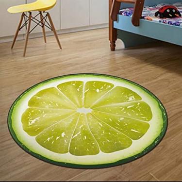 Imagem de Tapete redondo, tecido antiderrapante, lavável à máquina, tapetes redondos, tapetes para quarto, sala de estar, sala de estudo, decoração de casa, limão, diâmetro 160 cm