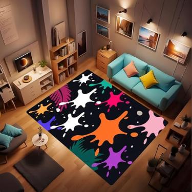 Imagem de Tapetes de área antiderrapantes de grafite colorido, tapete lavável para sala de estar, arte abstrata, grafite, parede, decoração de casa, tapetes para sala de jogos, sala de aula, quarto, sala de