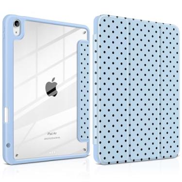 Imagem de Yebiseven Capa para iPad Air de 11 polegadas M3 M2 2025/2024, iPad Air 5ª 4ª geração de 10,9 polegadas 2022/2020 - com suporte para lápis, traseira transparente à prova de choque, suporte ajustável e