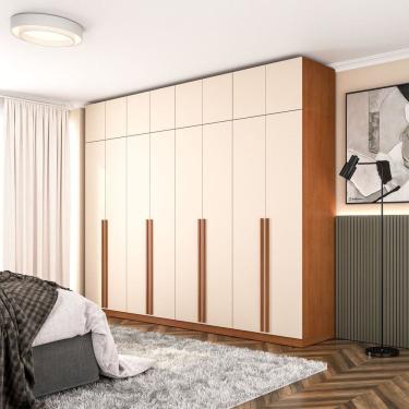 Imagem de Guarda-roupa 8 Portas Modular com Maleiro Luna Freijo/Creme