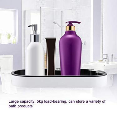 Imagem de GLOGLOW Prateleira Ajustável para Armazenamento de BANHEIRO, Plástico, Branco e Preto, para Hastes de Chuveiro de 22 Mm a 25 Mm, 11x4,7x1,3 Polegadas BANHEIRO