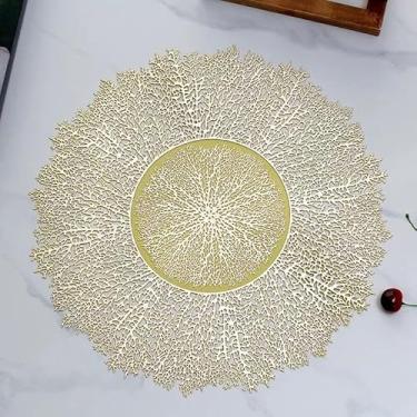 Imagem de Kit 4 ou 6 Jogo Americano Mesa Posta Antiderrapante Resistente ao Calor para Jantar (flocos de neve ouro,4 Pecas)