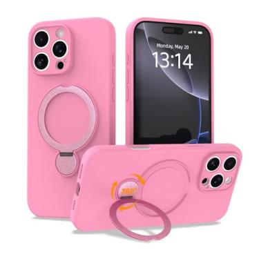 Imagem de IAIYOXI Capa de silicone com rotação de 360° atualizada para iPhone 13 Pro Max com suporte invisível, forro de microfibra macio antiarranhões dentro da capa de telefone com suporte giratório para