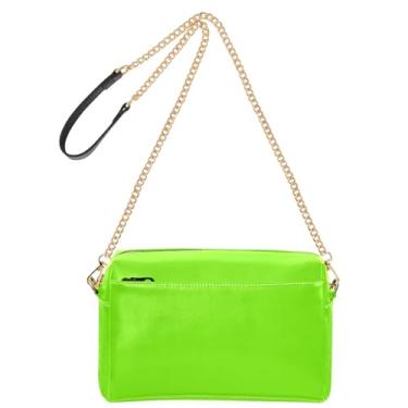 Imagem de Joitme Bolsa feminina tiracolo brilhante verde gramado bolsa para celular bolsa de ombro de couro PU alça de corrente