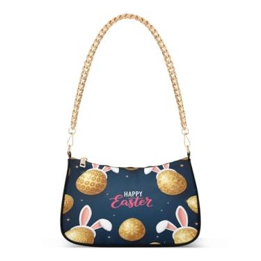 Imagem de Bolsa de ombro com corrente dourada da Marinha dos Ovos de Páscoa, linda bolsa Hobo média, bolsa moderna para festa noturna feminina