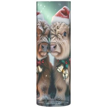 Imagem de Highland Cows Christmas Cute Tall Vase Plastic Cylinder Flower Vases para centros de mesa de centro de mesa, 30 cm x 9,9 cm