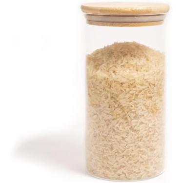 Imagem de Pote de Vidro Borossilicato 1,8L com Tampa de Bambu Hermética | Pote Hermético Grande para Mantimentos, Alimentos e Organização, Bambu Hermético Redondo Flat