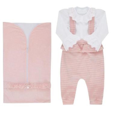 Imagem de Saída Maternidade Plush Luxo Bebê Menina 3 Pçs Paraiso 17747-Feminino