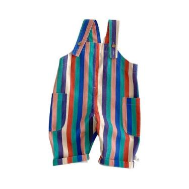 Imagem de Macacão Infantil Listrado Com Poás Para Meninos E Meninas De 0 a 5 Ano