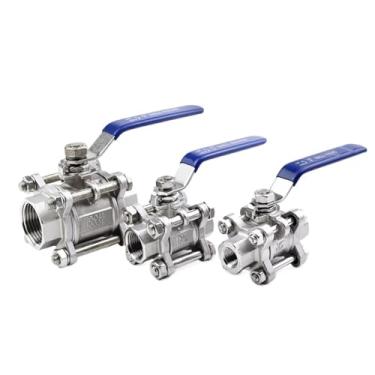 Imagem de BSPT 1/10.2 cm 3/20.3 cm 1/5.1 cm 3/10.2 cm 2.5 cm (DN8-DN25) Válvula esférica de três peças tipo rosca aço inoxidável SS304 válvula de esfera 1 peça (2.5 cm)