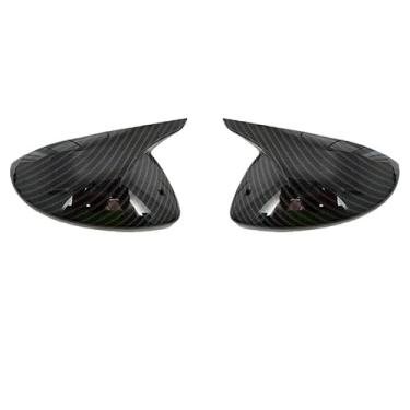 Imagem de Compatível com Opel Corsa F 2019 2020 2021 2022 2023 2024 2025 Capa protetora de espelho retrovisor em forma de buzina de carro feita de material ABS (padrão de fibra de carbono)