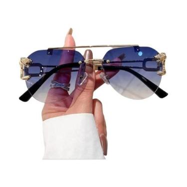 Imagem de Óculos De Sol Vintage Unissex Estilo Piloto Sem Armação Com Lentes Gra