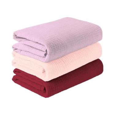 Imagem de 3 Pçs/set Macio Respirável Bebê Receber Cobertor Musselina Swaddle Cob