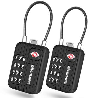 Imagem de Pacote com 2 cadeados de bagagem de viagem aprovados pela TSA, liga de bloqueio de combinação de cabo de 4 dígitos, cadeados de metal sem chave, cadeado à prova de intempéries aceito pela TSA para