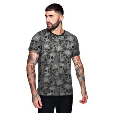 Imagem de Camiseta Coleção Crânios de Esqueletos - Di Nuevo, G, Cinza