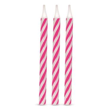 Imagem de Vela Aniversário Palitinho Espiral Pink e Branco - 16 unid - Silverfes