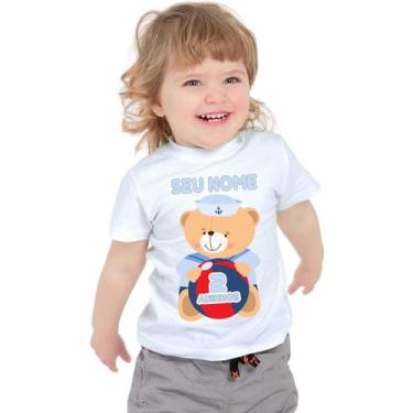Imagem de Camiseta Ursinho Marinheiro Ball Bear Camisa Personalizada Blusa Infan
