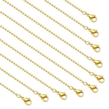 Imagem de YOUBEIYEE Pacote com 10 correntes de colar a granel banhado a ouro 18 K para fazer joias, correntes de elos de contas