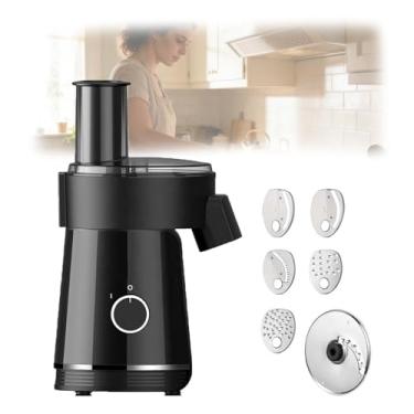 Imagem de Cortador/Fatiador/Ralador De Legumes EléTrico 6 Em 1, Ralador De Queijo EléTrico, Com 5 LâMinas, Entrada De Alimentos Extragrande E Design DestacáVel Para Cozinheiros DoméSticos