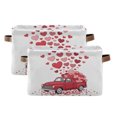 Imagem de Blueangle 2 caixas de armazenamento retangulares para o dia dos namorados, 38 x 28 x 24 cm, cesta organizadora dobrável para decoração de casa (105)