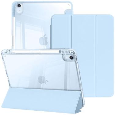 Imagem de YeaQuelior Capa para iPad Air de 11 polegadas M3/M2 (2025/2024), iPad Air 5ª/4ª geração (2022/2020), capa traseira transparente à prova de choque com suporte para lápis, despertar/hibernar
