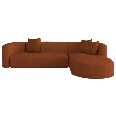Imagem de Sofá Modular Celinne Luxuoso Sala De Estar Decoração Luxo 265cm Suede Cor Terracota