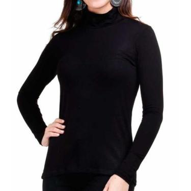 Imagem de Blusa cacharrel gola alta segunda pele manga longa - Cowgirls, Preto, 