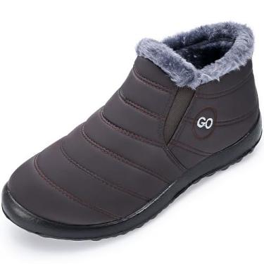 Imagem de Botas femininas de inverno e neve forradas com pele, botas quentes no tornozelo, sem cadarço, botas à prova d'água para uso ao ar livre, sapatos confortáveis para mulheres, Coffee, 8