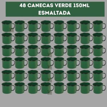 Imagem de Kit 48 Canecas VERDE 150ml Esmaltadas Copo Vintage Café Chá - NoBrand