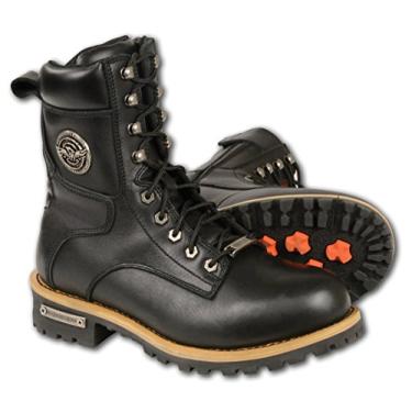 Imagem de Botas masculinas clássicas de couro Milwaukee com fechamento lateral com zíper (preto, tamanho 7)
