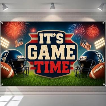 Imagem de BlissYard Banner de futebol Its Game Time Capacete Estádio Pano de fundo 188 x 109 cm Campeonato Dia de Jogo Fotografia Banner para Super Bowl Estilo Evento Foto Booth Decoração de Parede
