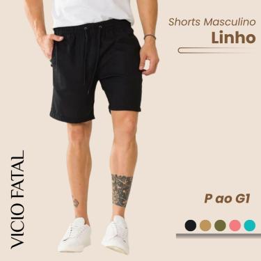 Imagem de Shorts Masculino de Linho Cordão Ajustável-Masculino