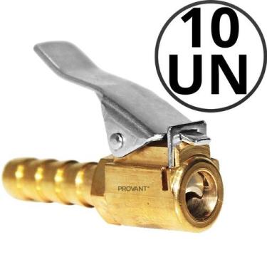 Imagem de Kit 10 Bicos Inflador Com Presilha 1/4 Para Calibrar Encher Pneus - No
