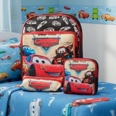 Imagem de Kit Mochila Infantil Menino Desenho Personagens 3 Peças - Plike