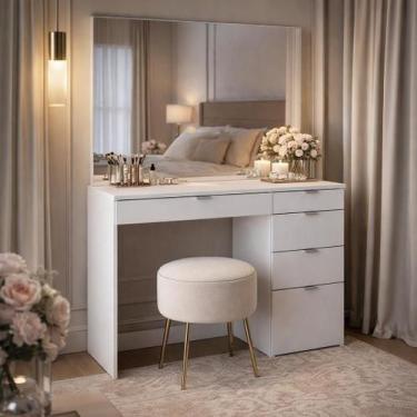 Imagem de Penteadeira 5 Gavetas 1 Divisor Linden Branco - Politorno