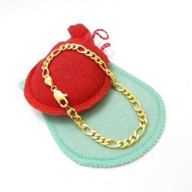 Imagem de Pulseira Masculina 22cm 5mm Largura Folheado Ouro 18k PL170 - WN Bijou