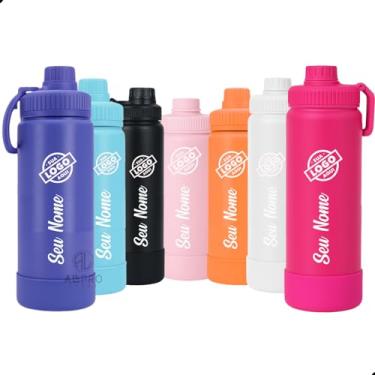 Imagem de Garrafa Térmica 760ml Inox Personalizada A Laser Nome Figura (BRANCO)