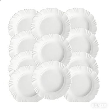 Imagem de Jogo de Pratos - Prato Fundo de Vidro Resistente Branco (4/6/12 Peças), Ideal para Almoço, Jantar e Pratos de Jantar Domésticos (12 UNIDADES)