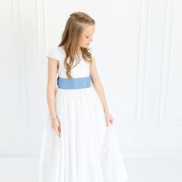 Imagem de Vestido Infantil Longo Branco com Tule e Faixa Azul Bebê Serenity Dami