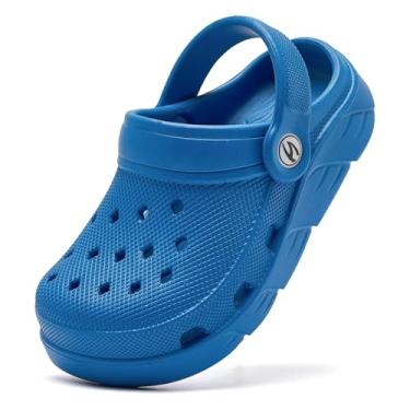 Imagem de HOBIBEAR Tamancos infantis de jardim sandálias infantis para meninos meninas chinelo praia sapatos aquáticos sem cadarço (bebês/crianças pequenas/grandes), Parafuso azul, 11 Little Kid