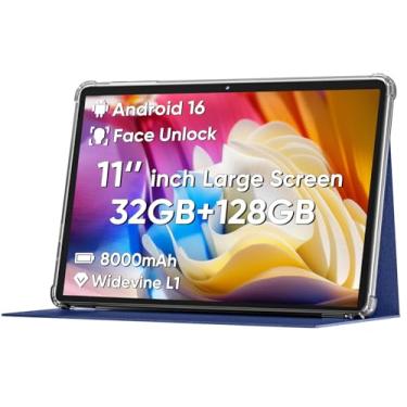 Imagem de Tablet Android 14 atualizado 2025, tablet PC de 11 polegadas, compatível com desbloqueio facial, CPU Octa-core, expansão de 12 GB + 128 GB + 1 TB, bateria grande de 8000 mAh, carregamento rápido de 18