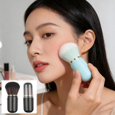 Imagem de Generic Pincel de maquiagem retrátil, pincéis de blush, para bochechas, ferramenta de maquiagem portátil de viagem, com capa para aplicação em movimento, para base líquida, creme de contorno em pó