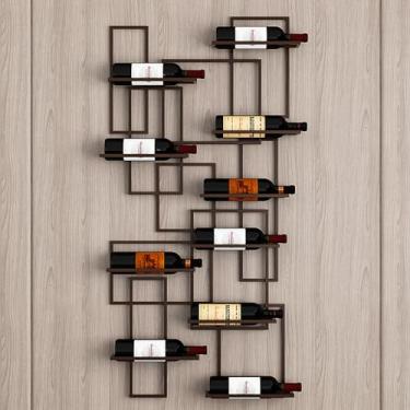 Imagem de Prateleiras de vinho independentes, suporte de vinho montado na parede - Suporte de garrafa de metal para bar doméstico, sala de jantar e cozinha - Rack de exibição multifuncional para armazenamento